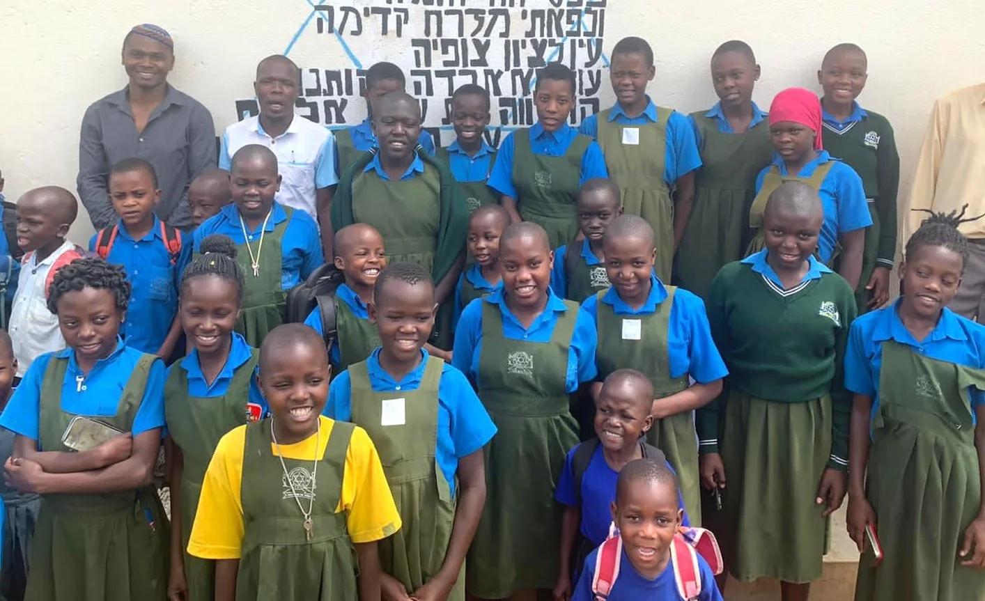 Hadassah Primary School pupils in Uganda gathered in their school uniforms